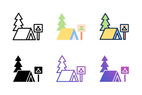 Camping Site Icon Graphics and Icons for Editorial Use
