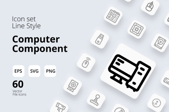 Computer Component Icon Set Line Style Graphics and Icons Review
