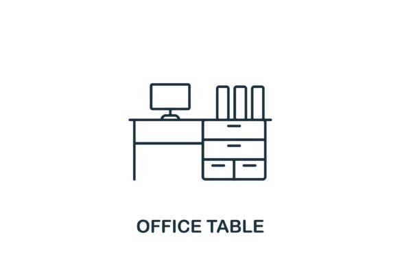 Office Table Icon Graphics for Modern Brand Icons