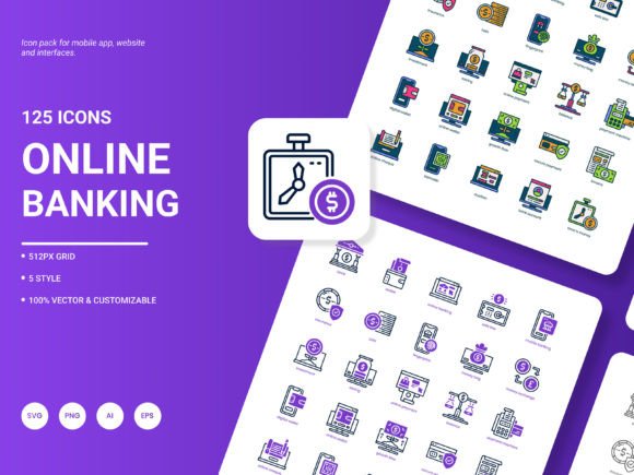Online Banking Icon Pack: Premium Graphics for Crafters